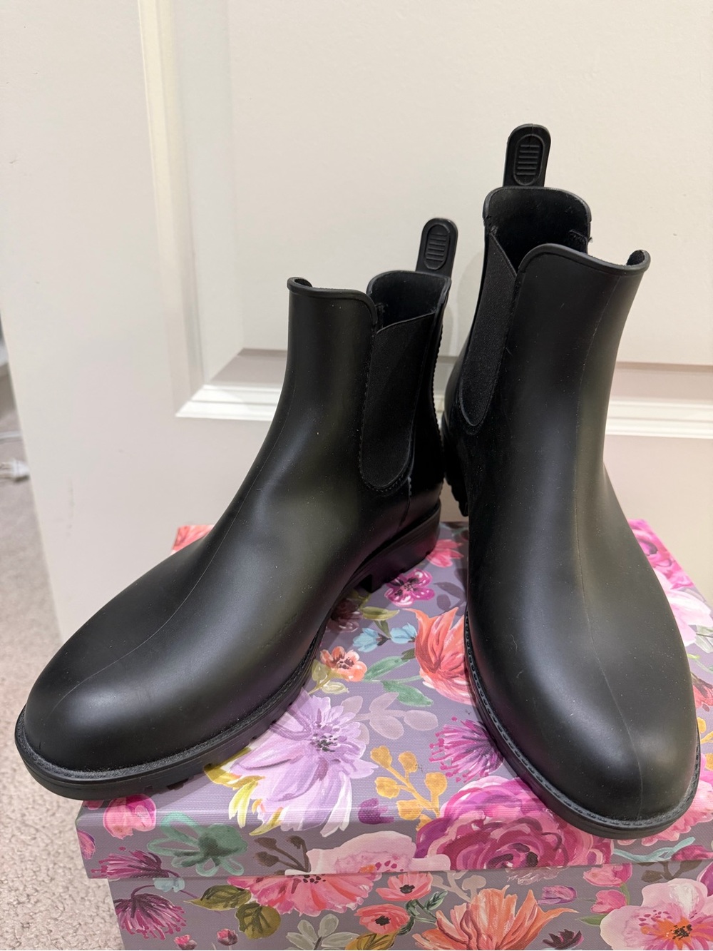 Asgard Black Waterproof Chelsea Rain Boots Size 8 EU 38.5